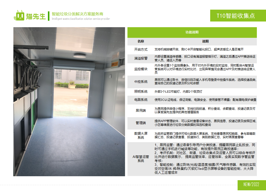 貓先生智能垃圾分類房，定時(shí)定點(diǎn)垃圾收集站 ，垃圾房功能說明